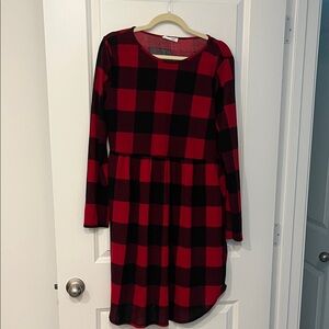 Plaid Red and Black Casual Dress